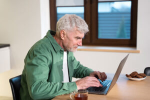 trader on computer